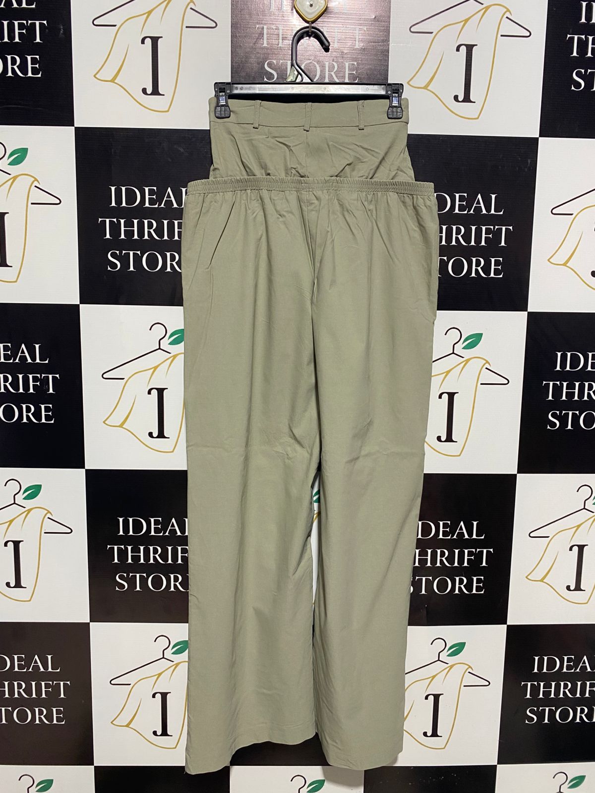 SOLADO |S| WAIST 26| WOMEN’S SAGE GREEN HIGH-WAISTED WIDE-LEG PANTS - CASUAL TAILORED TROUSERS