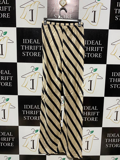 DISSH |M| WAIST 26| GOLD AND BLACK DIAGONAL STRIPE WIDE-LEG TROUSERS
