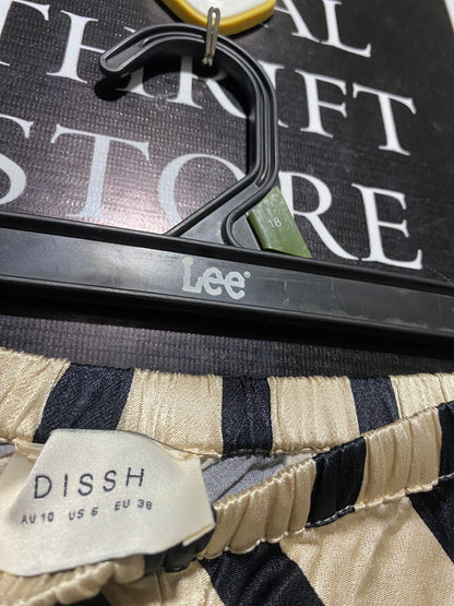DISSH |M| WAIST 26| GOLD AND BLACK DIAGONAL STRIPE WIDE-LEG TROUSERS