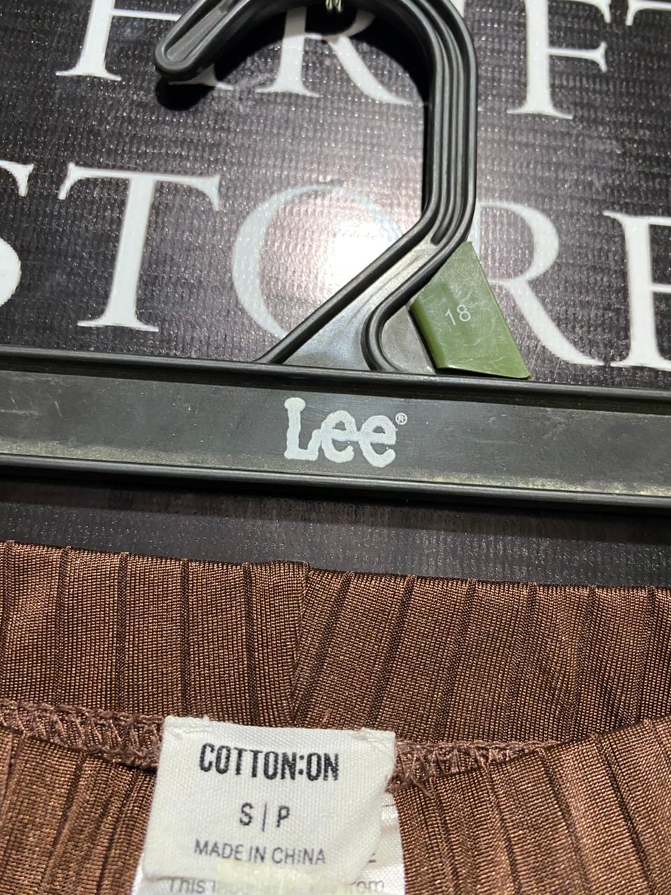 COTTON ON |S| WAIST 26| BRONZE PLISSÉ WIDE-LEG TROUSERS