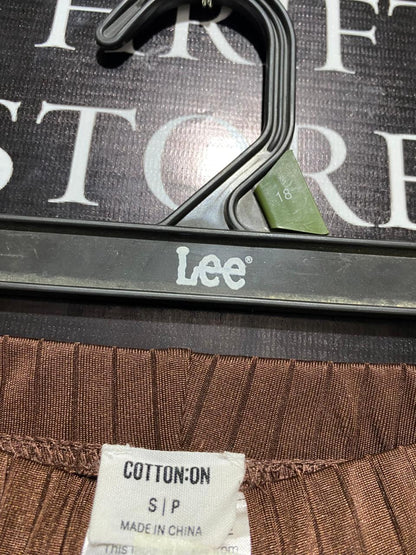 COTTON ON |S| WAIST 26| BRONZE PLISSÉ WIDE-LEG TROUSERS