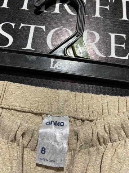 ANKO |M| WAIST 26| PREMIUM KHAKI WIDE-LEG CARGO PANTS – RELAXED FIT COTTON BLEND TROUSERS WITH ELASTIC WAIST