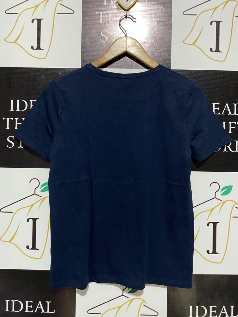 ANKO |L| BUST 18| B13 |WOMEN'S NAVY BLUE ESSENTIAL COTTON TEE – CLASSIC SHORT SLEEVE ROUND NECK TOP