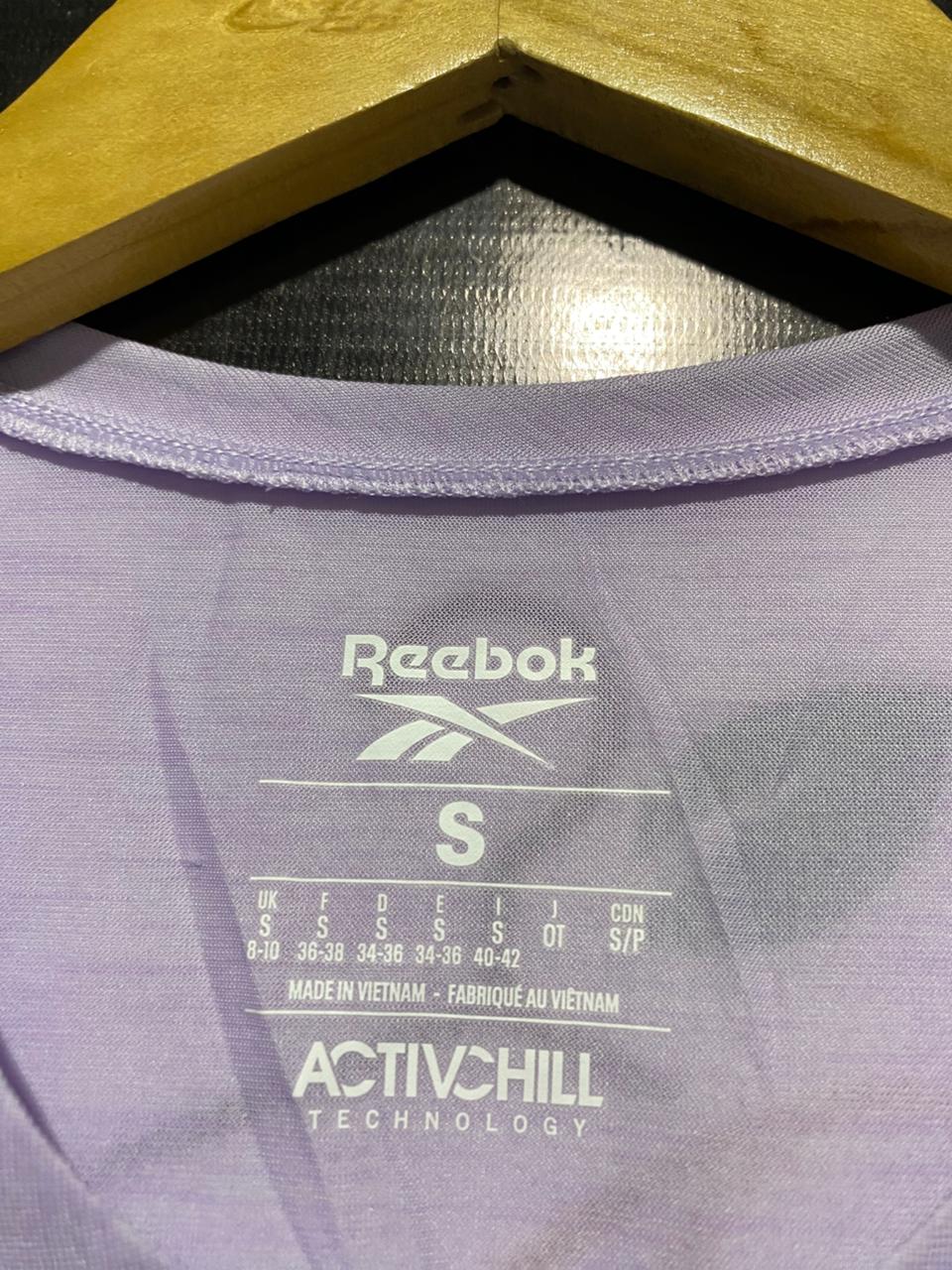 REEBOK |S| BUST 17| ACTIVEWEAR CROPPED TANK – LIGHTWEIGHT LAVENDER MUSCLE TEE WITH ICONIC LOGO