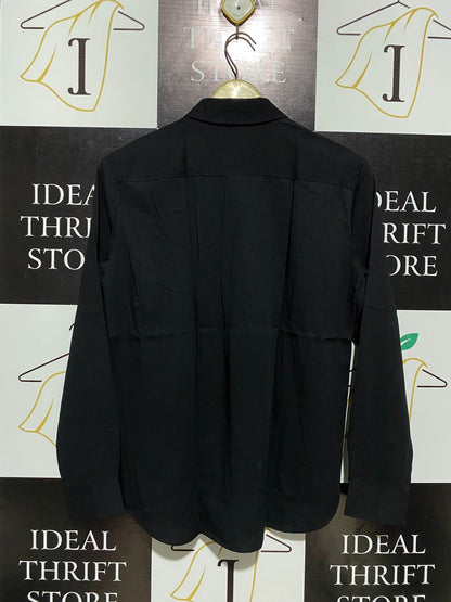UNIQLO |XS| BUST 19| BLACK LONG-SLEEVE BUTTON-DOWN BLOUSE