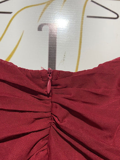 PRINCESS POLLY |M| BUST 15| C3| WOMEN’S BURGUNDY RUCHED MINI DRESS – SEXY SLEEVELESS BODYCON PARTY DRESS
