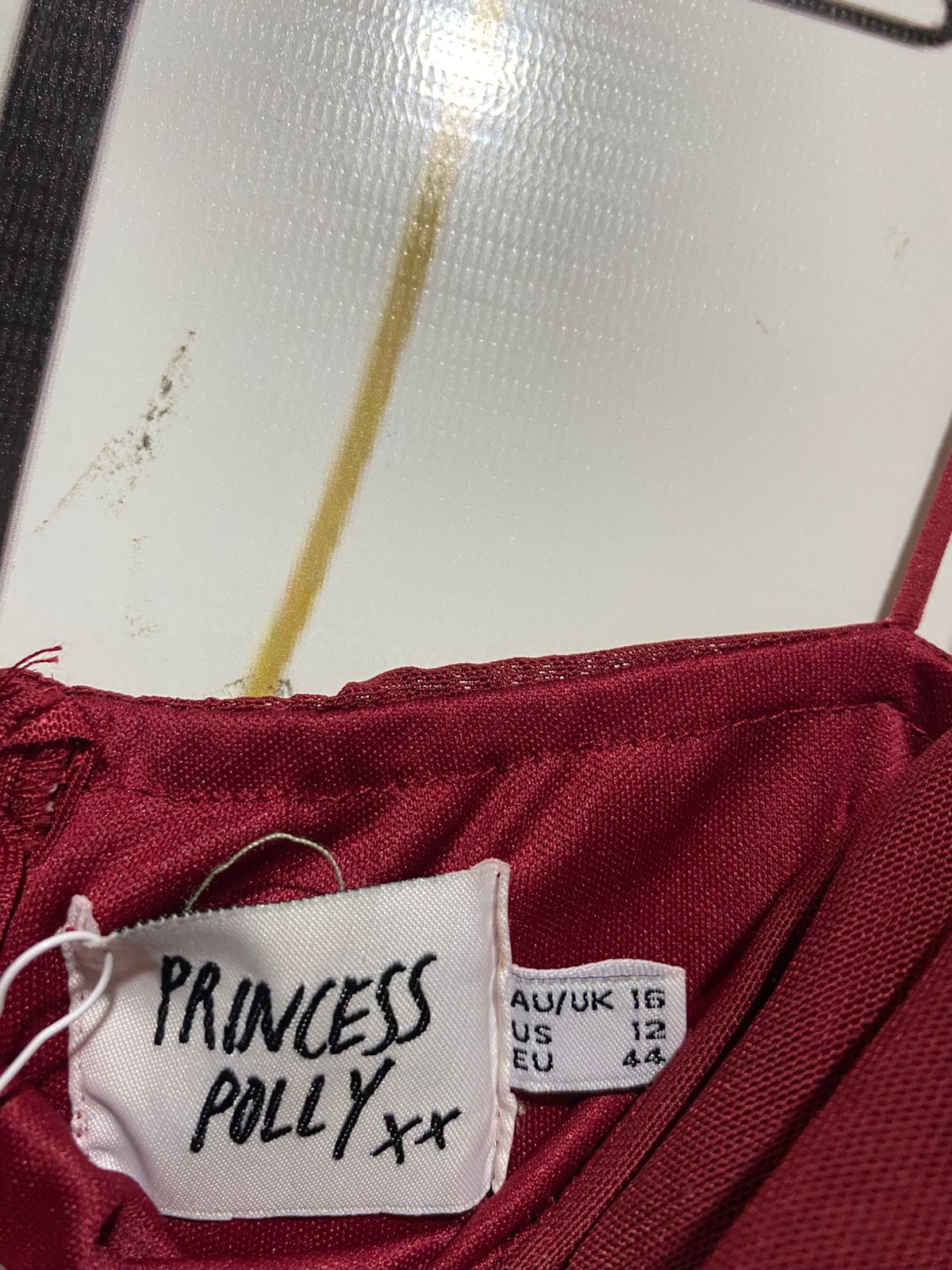PRINCESS POLLY |M| BUST 15| C3| WOMEN’S BURGUNDY RUCHED MINI DRESS – SEXY SLEEVELESS BODYCON PARTY DRESS