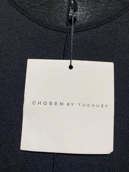 CHOSEN BY TUCHUZY |S| BUST 15| C5| ELEGANT BLACK LONG-SLEEVE MAXI DRESS – SLEEK FORM-FITTING RIBBED KNIT GOWN WITH SCOOP NECK