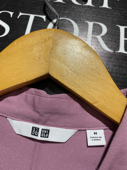 UNIQLO | M| B2| BUST 20| ESSENTIAL MAUVE BUTTON-DOWN BLOUSE – ELEGANT DUSTY PINK LONG-SLEEVE TOP