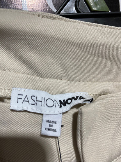 FASHION NOVA |M| WAIST 28| CREAM HIGH-WAISTED WIDE-LEG TROUSERS