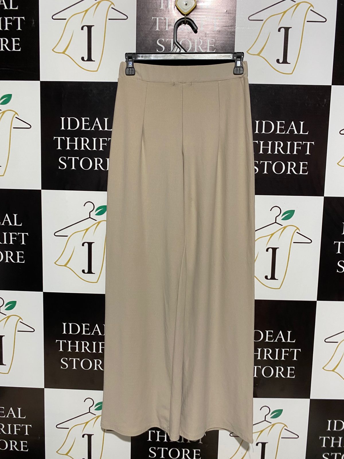 BOOHOO |S| WAIST 26| CREAM HIGH-WAISTED STRETCH WIDE-LEG PANTS
