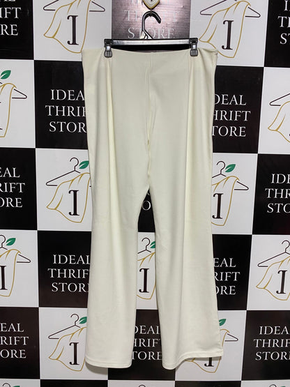CREAM HIGH-RISE FLARE LOUNGE PANTS |XXL| WAIST 36|