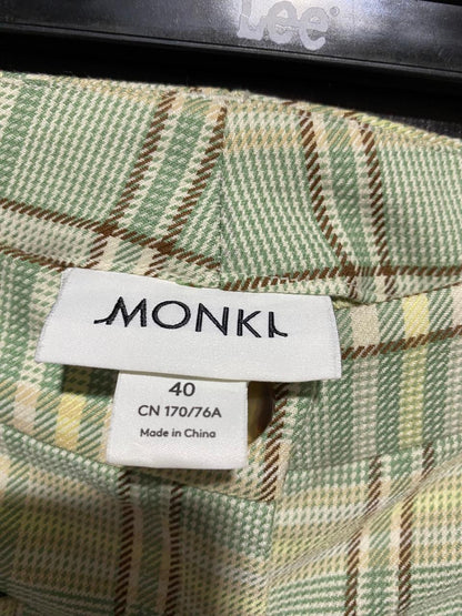 MONKL |L| WAIST 30| SAGE GREEN PLAID TAILORED TROUSERS
