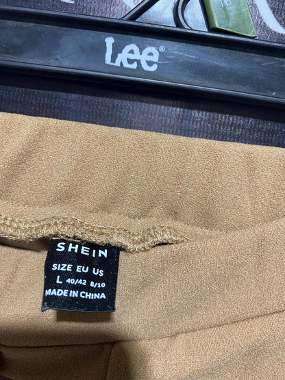 SHEIN |L| WAIST 28| TAN WIDE-LEG ELASTIC WAIST TROUSERS