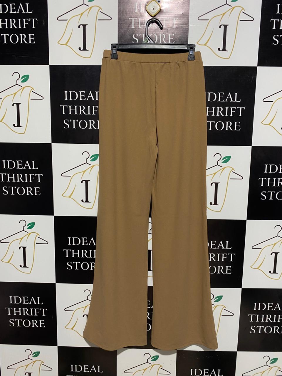 SHEIN |L| WAIST 28| TAN WIDE-LEG ELASTIC WAIST TROUSERS