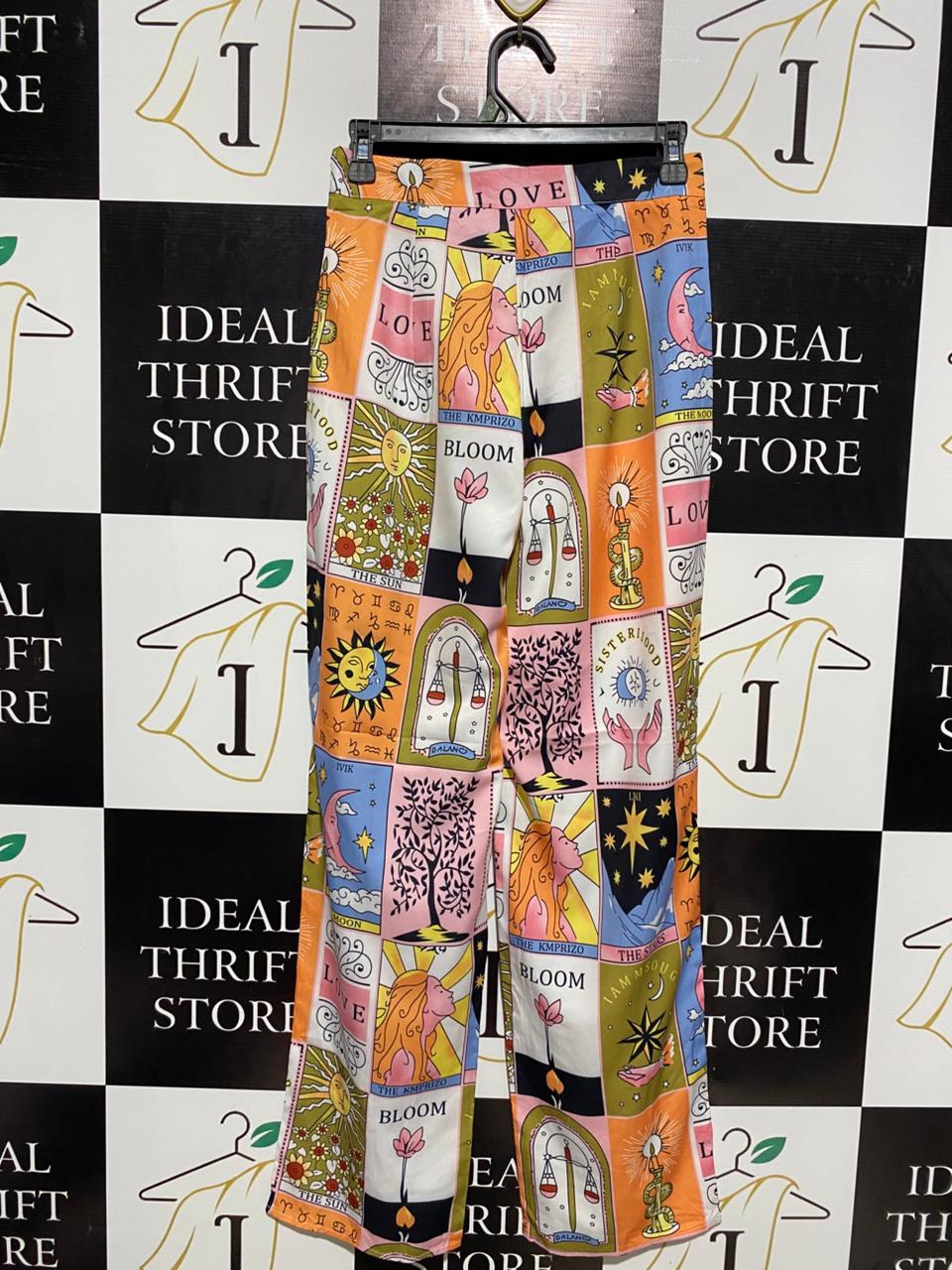 MULTICOLOR TAROT-INSPIRED PRINT TROUSERS |S| WAIST 27|