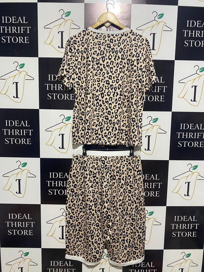 WOMEN’S TAN LEOPARD PRINT LOUNGE SET |XL|