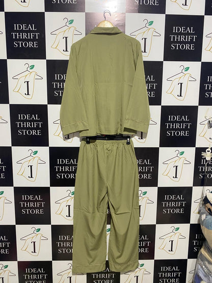 WOMEN’S SAGE GREEN COTTON PAJAMA SET |L|