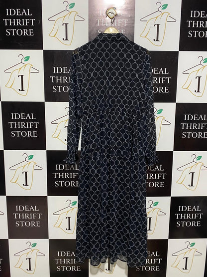 VINTAGE GEOMETRIC PRINT MAXI DRESS |M| BUST 17|