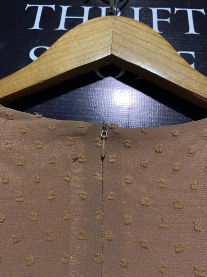 ABAYA HOUSE |S| BUST 17| C3| CARAMEL SWISS DOT MAXI DRESS