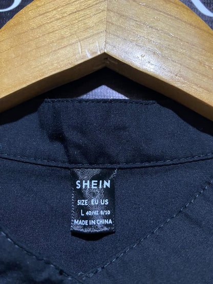 SHEIN |L| BUST 25| BLACK OVERSIZED BUTTON-UP BLOUSE