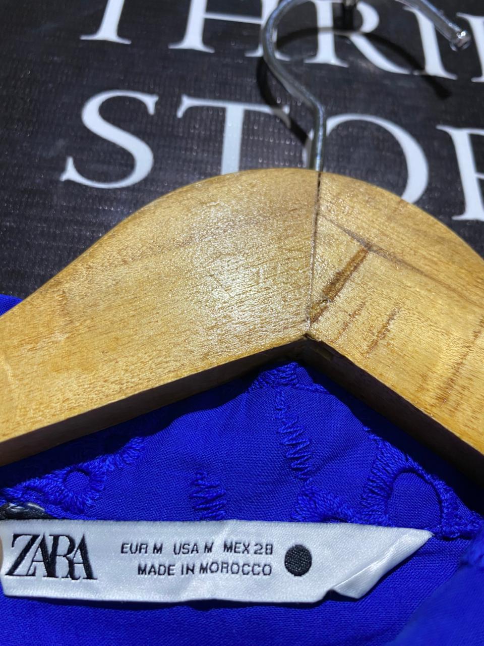 ZARA |M| BUST 20| STRIKING ROYAL BLUE EYELET EMBROIDERED SHIRT