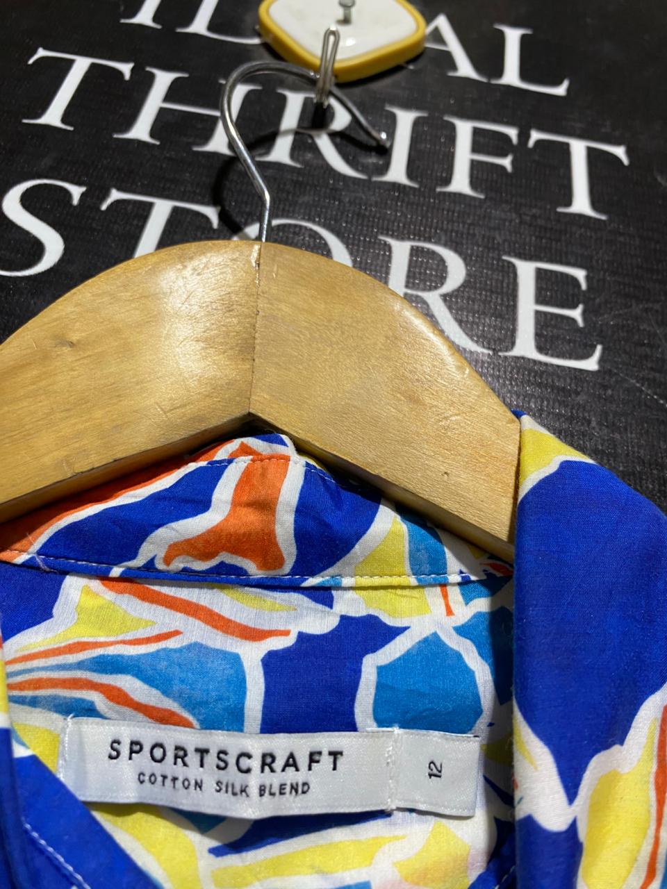 SPORTS CRAFT |L| BUST 20| BOLD MULTI-COLOR LONG SLEEVE BLOUSE