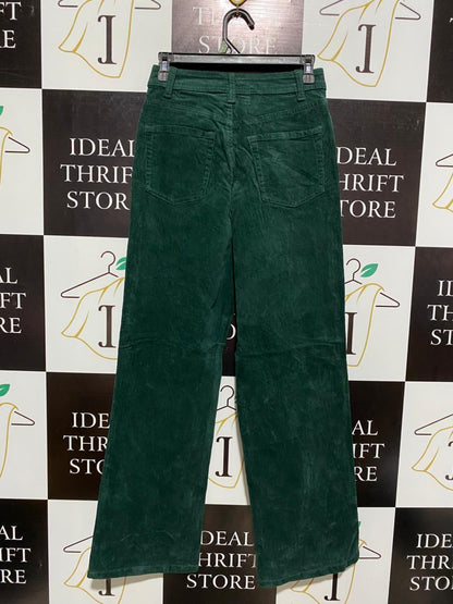ANKO |S| WAIST 26| PREMIUM DEEP EMERALD GREEN CORDUROY HIGH-WAISTED WIDE-LEG TROUSERS
