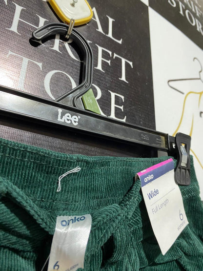 ANKO |S| WAIST 26| PREMIUM DEEP EMERALD GREEN CORDUROY HIGH-WAISTED WIDE-LEG TROUSERS