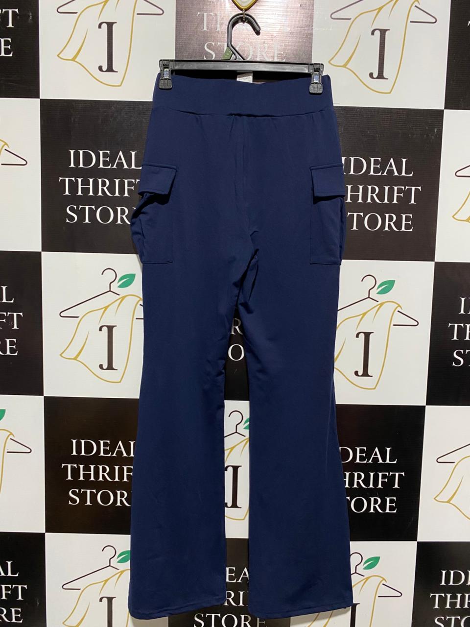 SHEIN |S| WAIST 26| HIGH-WAISTED NAVY BLUE FLARE YOGA PANTS WITH CURVED POCKETS
