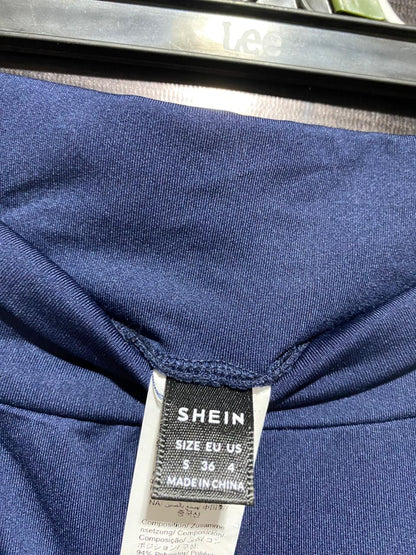 SHEIN |S| WAIST 26| HIGH-WAISTED NAVY BLUE FLARE YOGA PANTS WITH CURVED POCKETS
