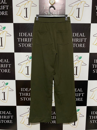 HALARA |S| WAIST 27| OLIVE HIGH-WAISTED BUTTON-FRONT TROUSERS