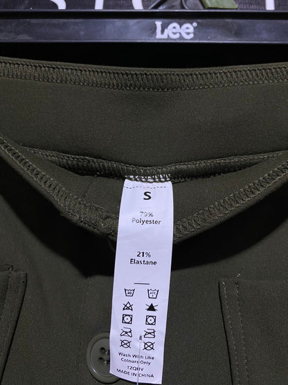 HALARA |S| WAIST 27| OLIVE HIGH-WAISTED BUTTON-FRONT TROUSERS