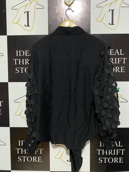 SHEIKE |L| BUST 22| ELEGANT SHEER PUFF SLEEVES WITH TEXTURED DOT DETAIL