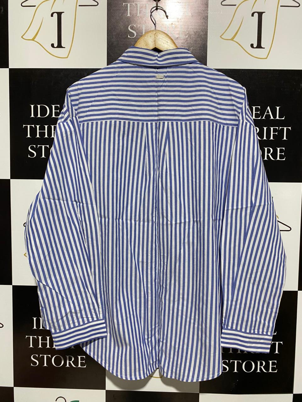 GHANDA |M| BUST 25| CLASSIC BLUE AND WHITE VERTICAL STRIPED BUTTON-UP SHIRT