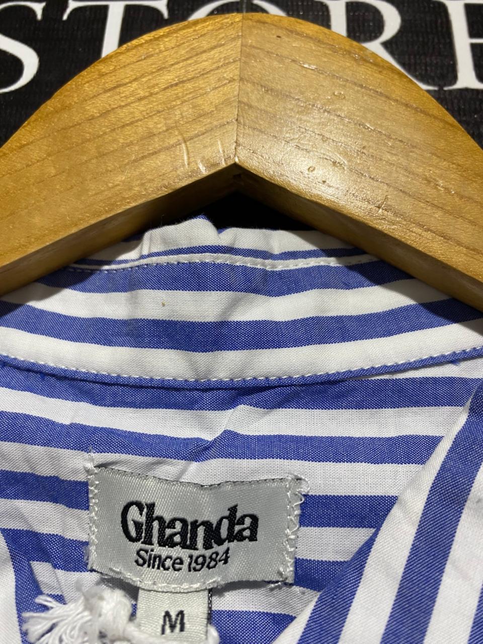 GHANDA |M| BUST 25| CLASSIC BLUE AND WHITE VERTICAL STRIPED BUTTON-UP SHIRT