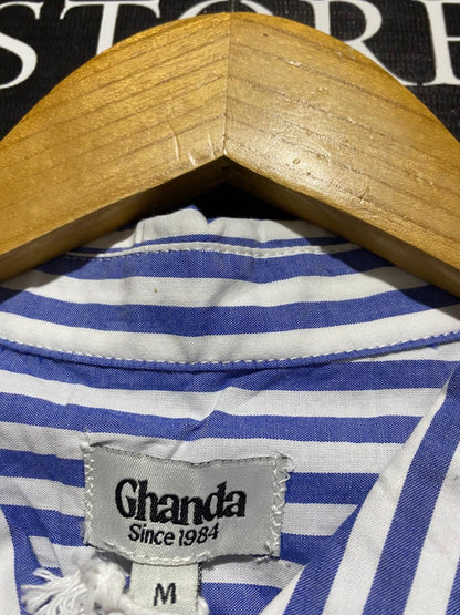 GHANDA |M| BUST 25| CLASSIC BLUE AND WHITE VERTICAL STRIPED BUTTON-UP SHIRT