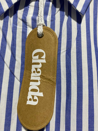 GHANDA |M| BUST 25| CLASSIC BLUE AND WHITE VERTICAL STRIPED BUTTON-UP SHIRT