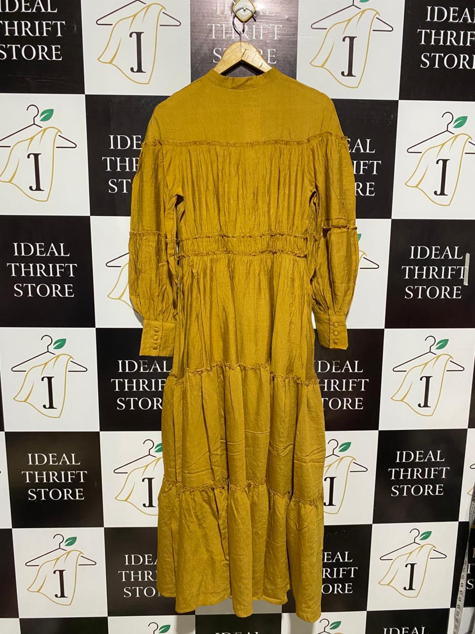 URBAN CULTRE |M| BUST 16| MUSTARD YELLOW TIERED BOHO MAXI DRESS