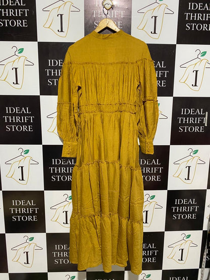 URBAN CULTRE |M| BUST 16| MUSTARD YELLOW TIERED BOHO MAXI DRESS