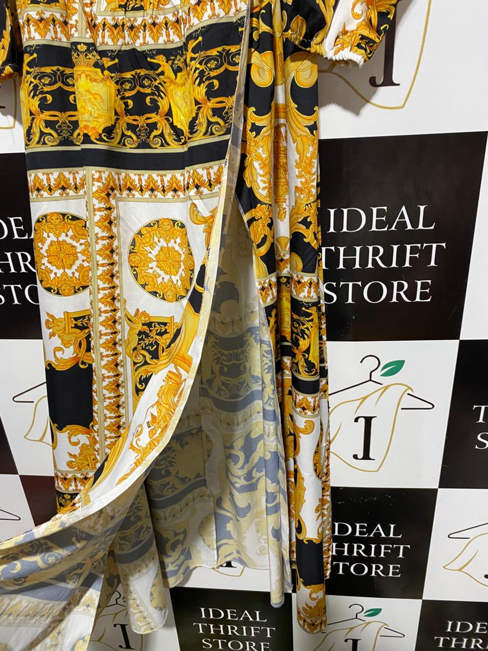 LUXURY BAROQUE ORNATE PRINT MAXI DRESS |XL| BUST 17|