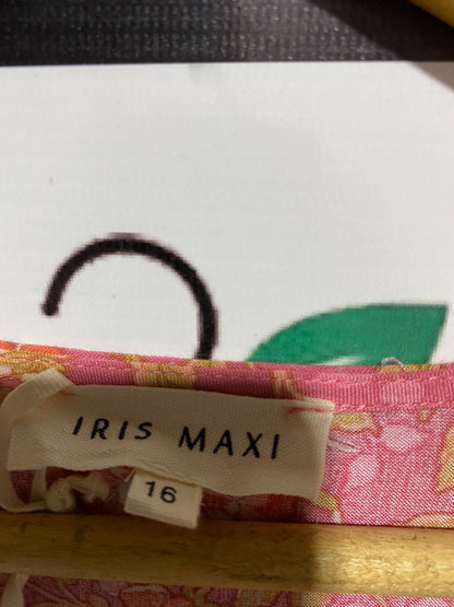 IRIS MAXI |XL| BUST 20| PINK FLORAL MAXI DRESS ROMANTIC V-NECK HIGH-LOW BUTTON-FRONT SUMMER GOWN