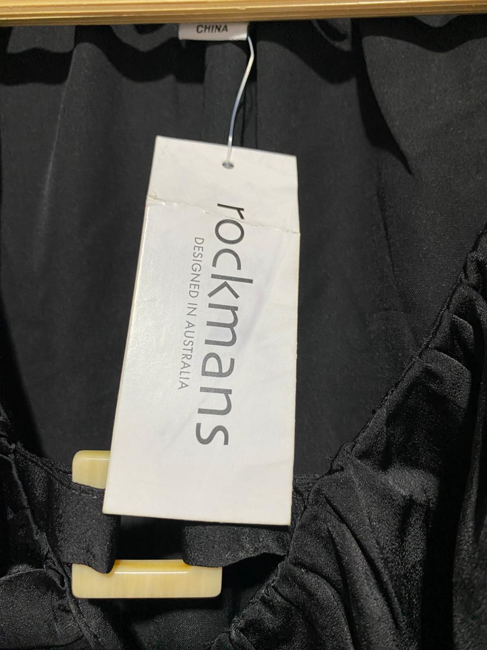 ROCKMANS |XL| BUST 22| LUXE BLACK SATIN PEASANT BLOUSE