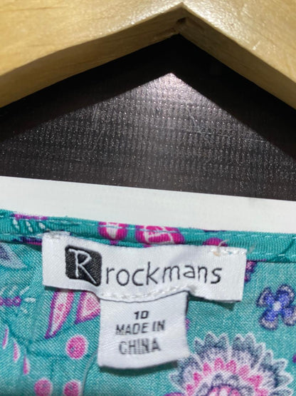 ROCKMANS |L| BUST 18|B12| VINTAGE BOHO TEAL & MAGENTA FLORAL MAXI DRESS