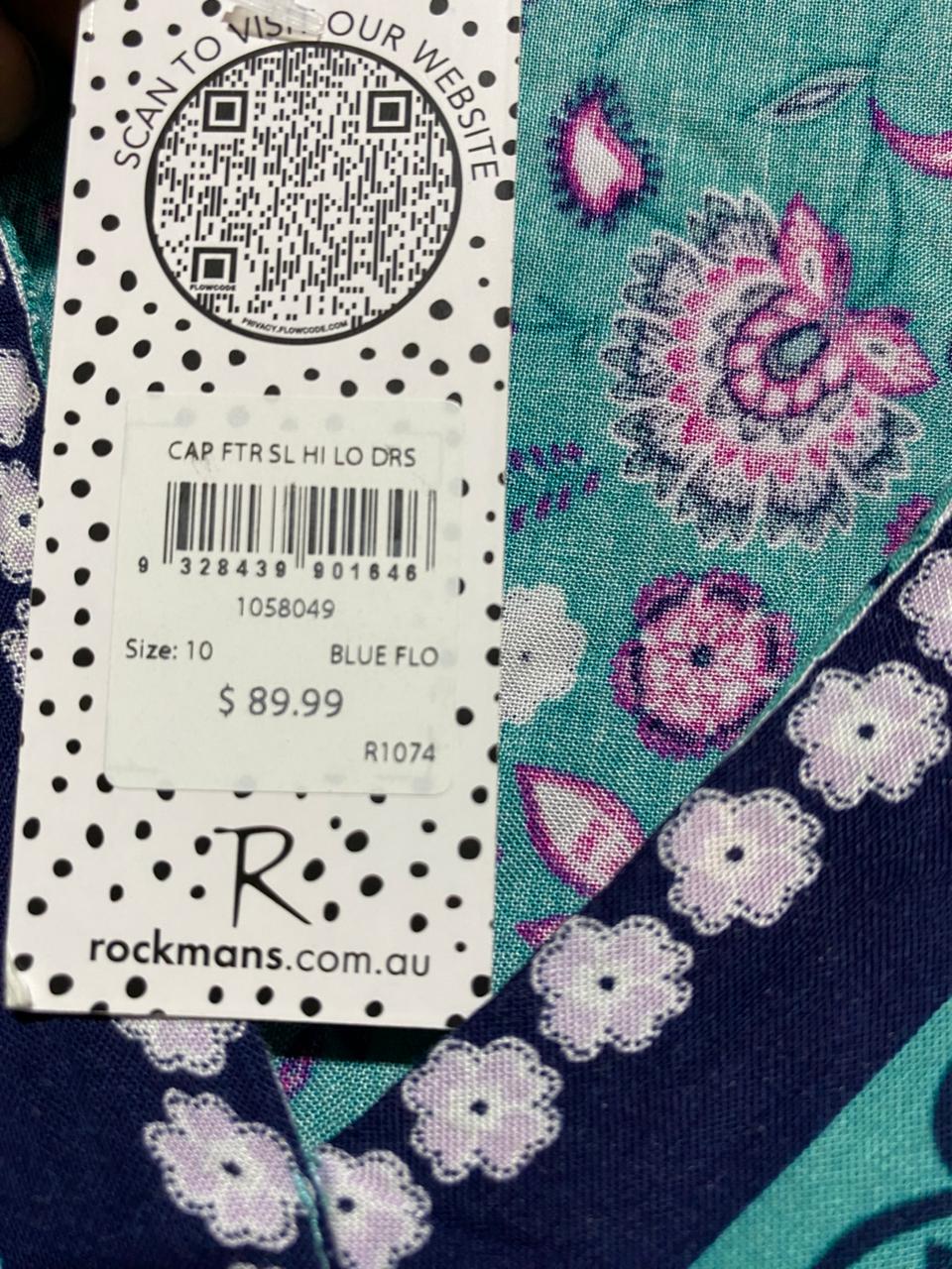 ROCKMANS |L| BUST 18|B12| VINTAGE BOHO TEAL & MAGENTA FLORAL MAXI DRESS