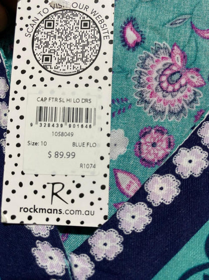 ROCKMANS |L| BUST 18|B12| VINTAGE BOHO TEAL & MAGENTA FLORAL MAXI DRESS