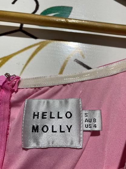 HELLO MOLLY |S| BUST 13| C3| STUNNING CANDY PINK RUCHED BODYCON MINI DRESS