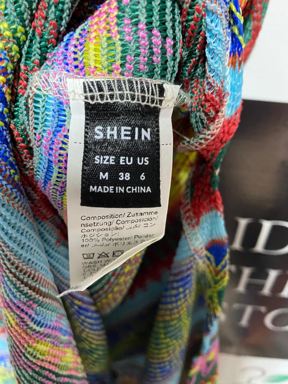 SHEIN |M| BUST 16| MULTICOLOR ZIGZAG KNIT MIDI DRESS
