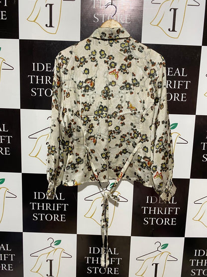 ZARA |M| BUST 19| LUXE CHAMPAGNE FLORAL SATIN BLOUSE