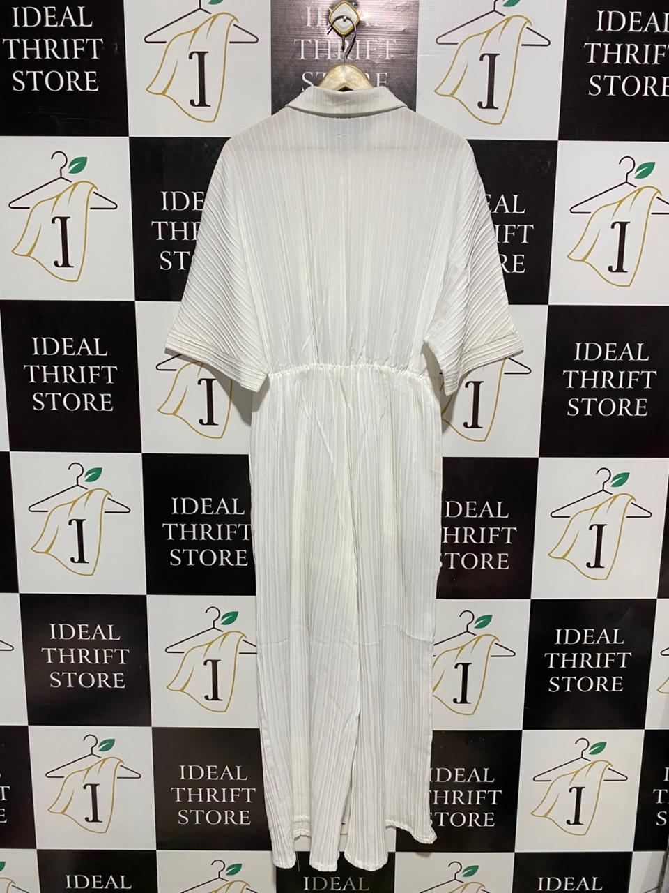 SHEIN |L| BUST FREE | CHIC OFF-WHITE PLISSÉ TEXTURED JUMPSUIT